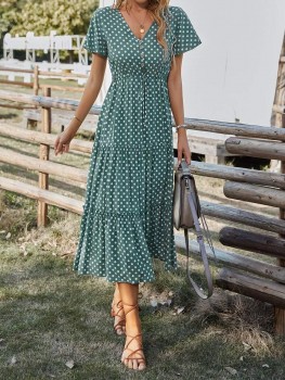 پیراهن راحتی زنانه - سبز / توپ توپی
